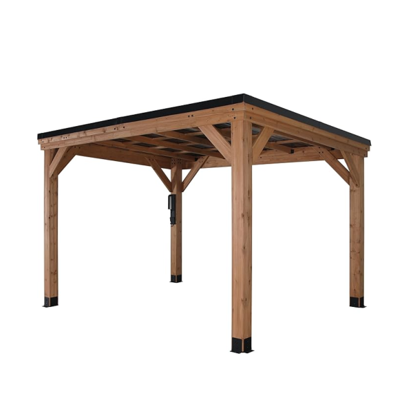 Backyard Discovery Arcadia Cedar Gazebo with Slope Roof & PowerPort – 12 x 9.5 ft