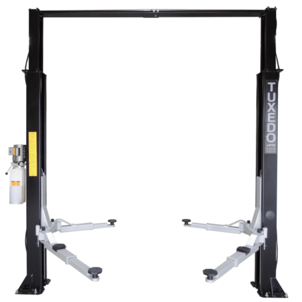 Asymmetric Clear Floor 2-Post Car Lift – 9,000 lb Capacity, Heavy-Duty, Black