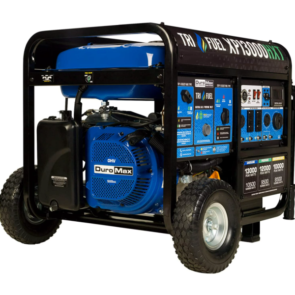 DuroMax XP13000HXT Tri-Fuel Portable Generator – 13,000 Watt, Electric Start, CO Alert
